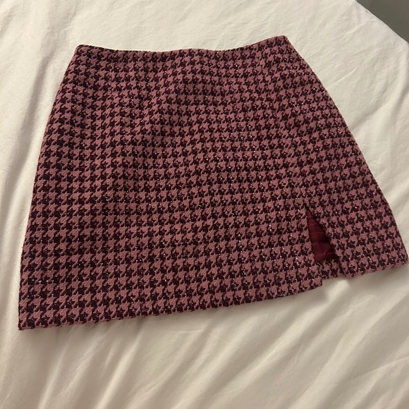 Pink Tweed mini skirt, brand 8 by YOOX, with houndstooth pattern - Picture 1 of 5